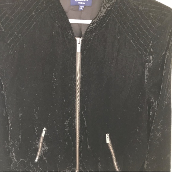 Splendid Black Velvet Bomber Jacket - Picture 3 of 6